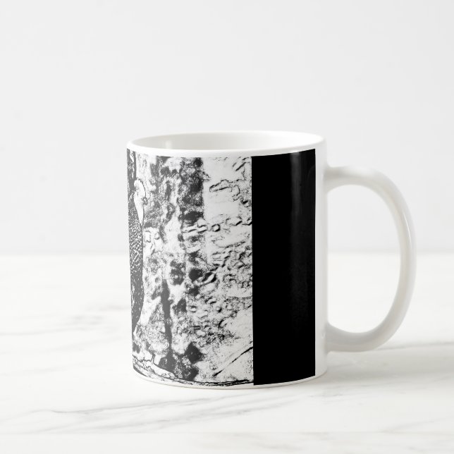 Dessin noir et blanc du coq sur Mug (Droite)