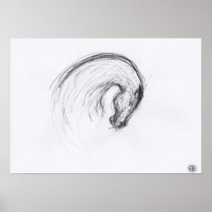 Dessin original 2 Cheval Année Poster Zodiac