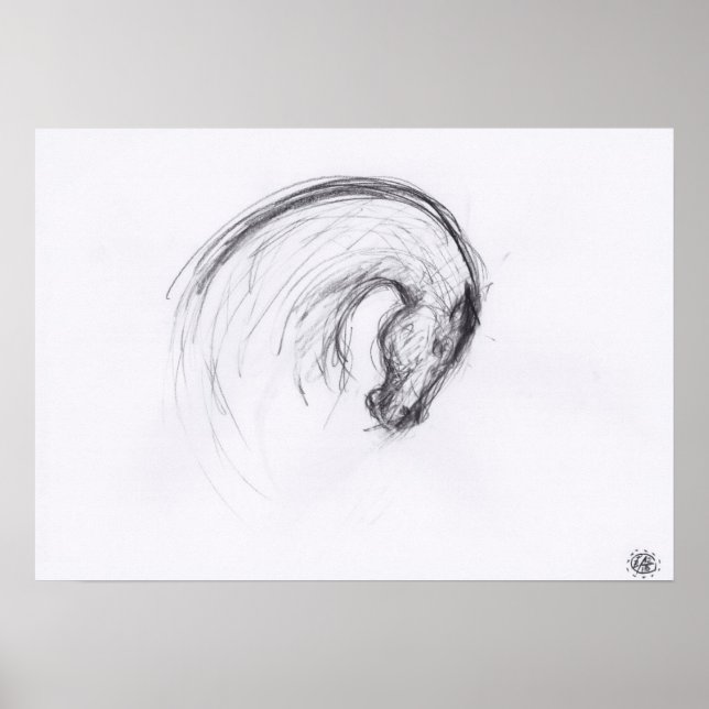 Dessin original 2 Cheval Année Poster Zodiac (Devant)