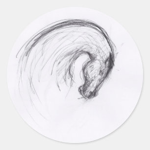 Dessin original 2 Cheval Année Sticker Zodiac