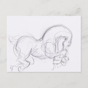 Dessin original 3 Cheval Année Zodiac Carte postal