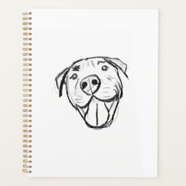 dessin pitbull simple amoureux des chiens noir bla (Devant)