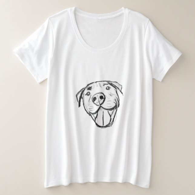 dessin pitbull simple amoureux des chiens noir bla (Design devant)