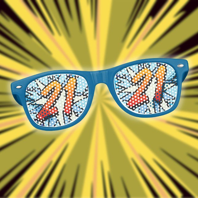 Dessin Pop Art 21 Lunettes de soleil pour fête d'a (Comic Book Pop Art 21 BIRTHDAY party sunglasses)