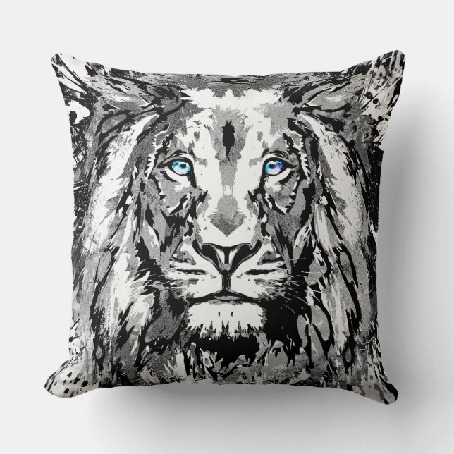 Dessin Portrait de Lion gris - Oreiller Lion (Recto)