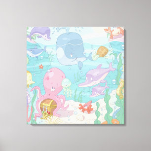 Dessin pour enfants Vie marine toile enveloppée