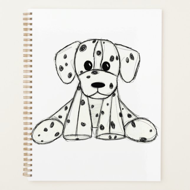 Dessin simple de contour de chien en peluche dalma (Devant)