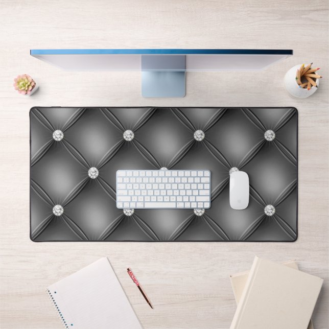Dessin touffeté de diamants, noir (Bureau 1)