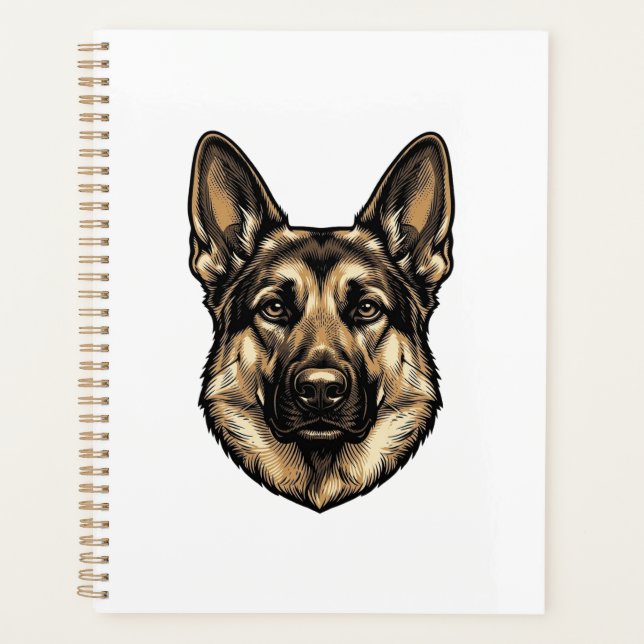 Dessin vectoriel de chien de berger à gravure vint (Devant)