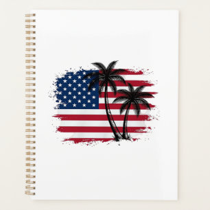 Dessin vectoriel de plage patriotique avec drapeau