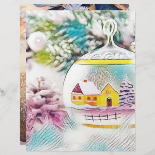 Dessin vintage Arbre de Noël Décorations roses