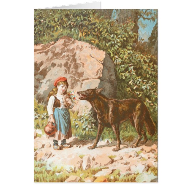 Dessin vintage : Capuchon rouge et le loup (Devant)