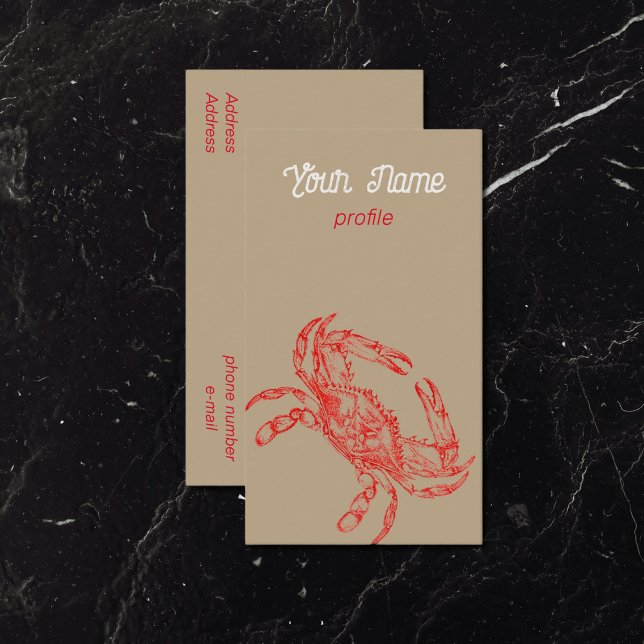 Dessin vintage - crabe - Carte de visite (Créateur téléchargé)