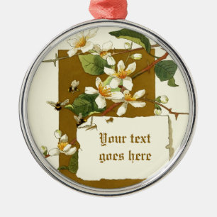 Dessin vintage de fleurs blanches ornement