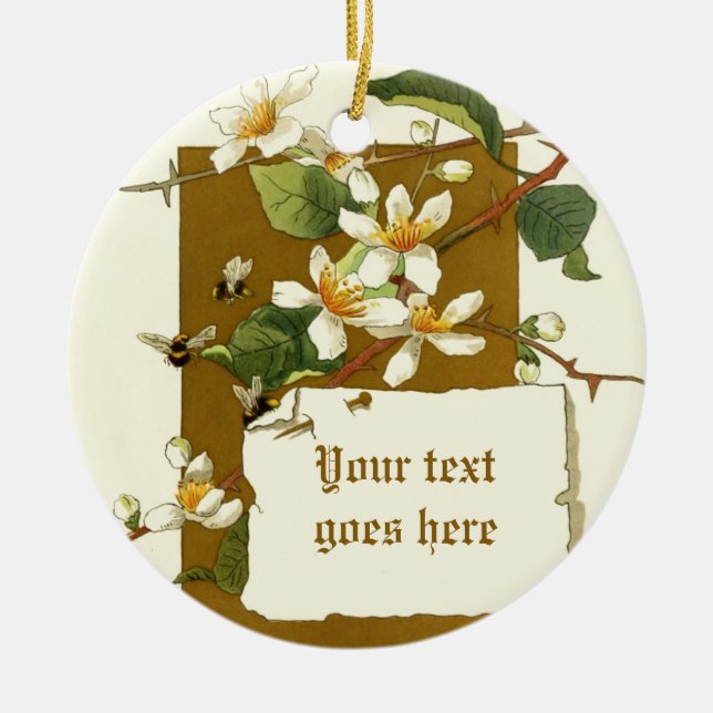 Dessin vintage de fleurs blanches ornement (Devant)