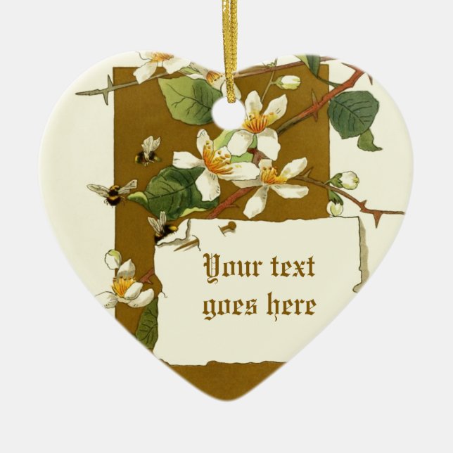 Dessin vintage de fleurs blanches ornement (Devant)