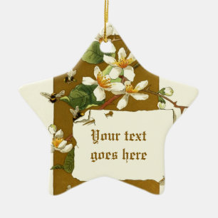 Dessin vintage de fleurs blanches ornement