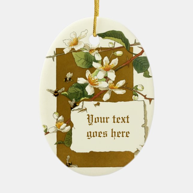 Dessin vintage de fleurs blanches ornement (Devant)