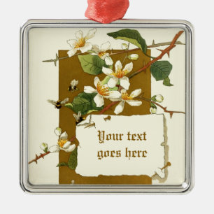 Dessin vintage de fleurs blanches ornement