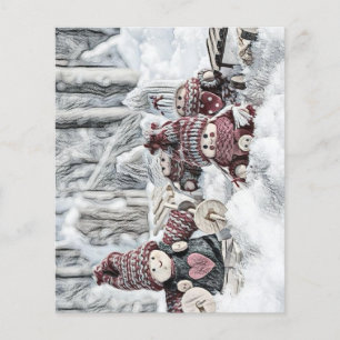 Dessin vintage de Gnomes dans la neige
