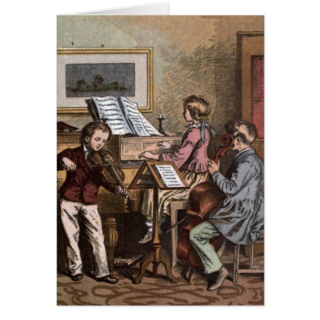 Dessin vintage : Enfants dans la classe de musique (Devant)