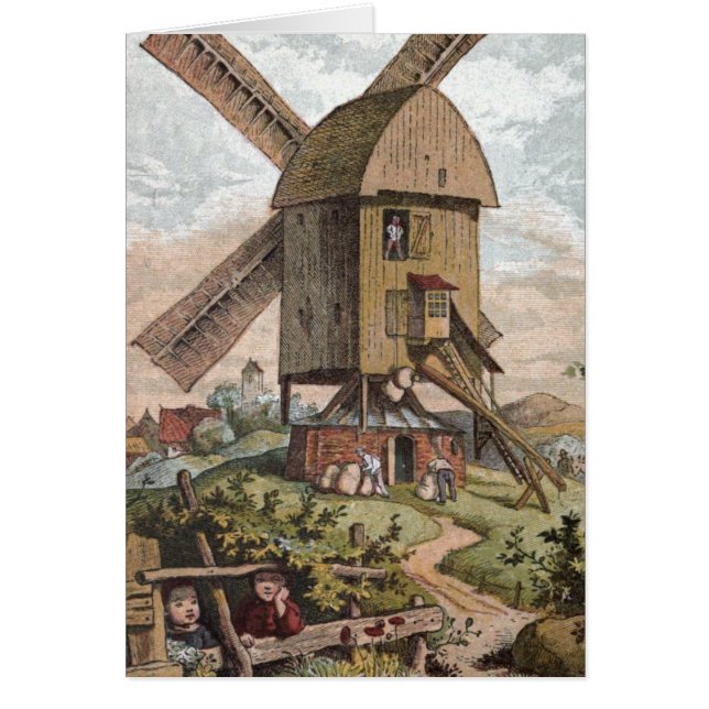 Dessin vintage : Le vieux moulin (Devant)
