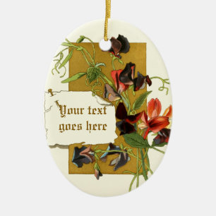 Dessin vintage rouge violet pois doux ornement