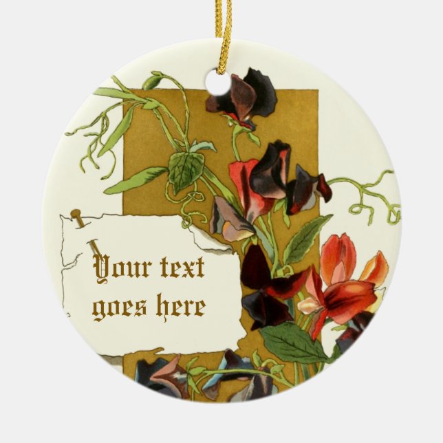 Dessin vintage rouge violet pois doux ornement (Devant)