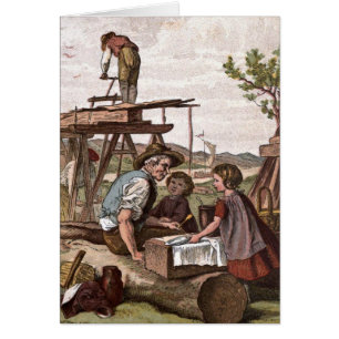 Dessin vintage : Travailleurs de la construction