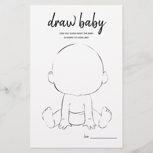 Dessiner bébé minimaliste Baby shower jeu (Devant)