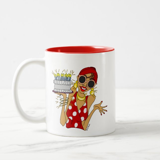 Dessinez Votre Bougie Cartoon Anniversaire Mug (Gauche)