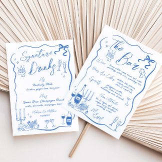 Dessins à main Doodles Barre Mariage Menu