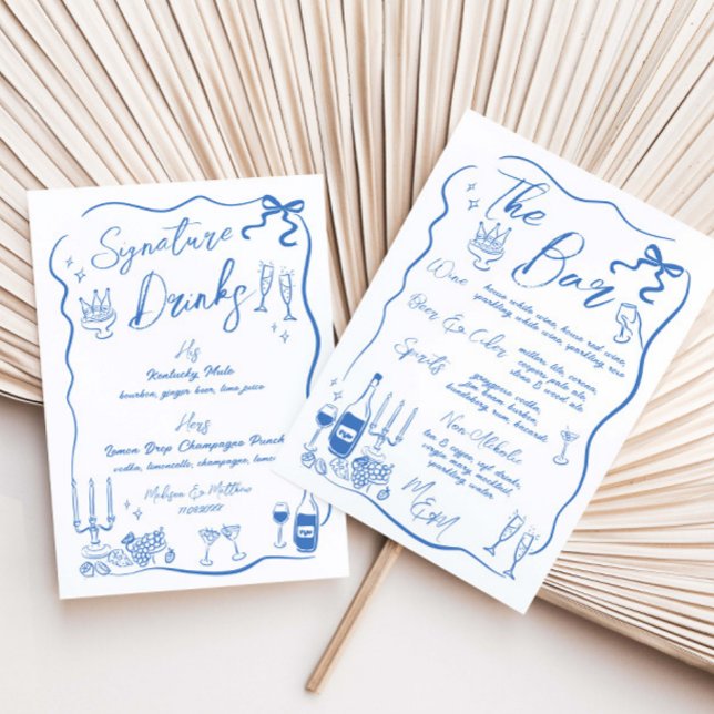 Dessins à main Doodles Barre Mariage Menu (Créateur téléchargé)