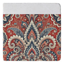 Élégant motif floral rouge, blanc et bleu margueri