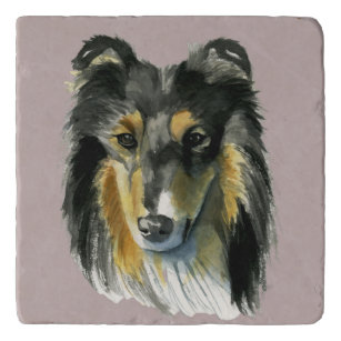 Dessous-de-plat Illustration d'aquarelle de chien de colley