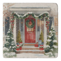 Joli Porche de Noël enneigé