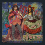 Dessous-de-plat Mona Lisa Romantic Funny Art coloré<br><div class="desc">Cette merveilleuse invitation prend des éléments de la Mona Lisa et de Van Gogh's Starry nuit pour faire un thème mariage exceptionnellement unique et fantasque stationnaire pour une invitation, merci, numéro de table, et plus encore! Mona Lisa - Cette image présente la Mona Lisa avec son homme, dansant dans la...</div>
