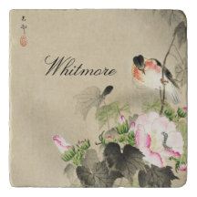 Vintage japonais Bird et fleurs roses Imprimer