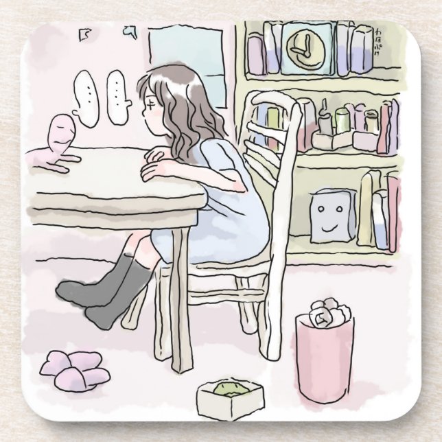 DESSOUS-DE-VERRE さいくさじ　お部屋で机に向かう (Devant)