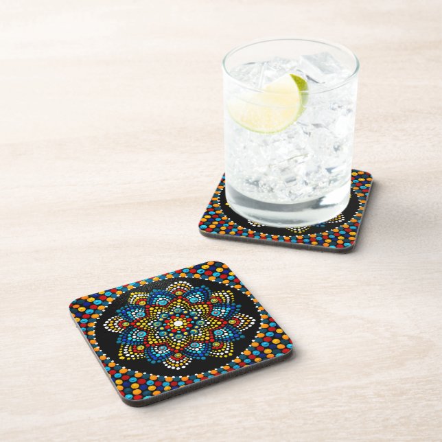 Dessous-de-verre 061 - Ensemble Mandala Cool et chaleureux - Dessou (Côté Droit)