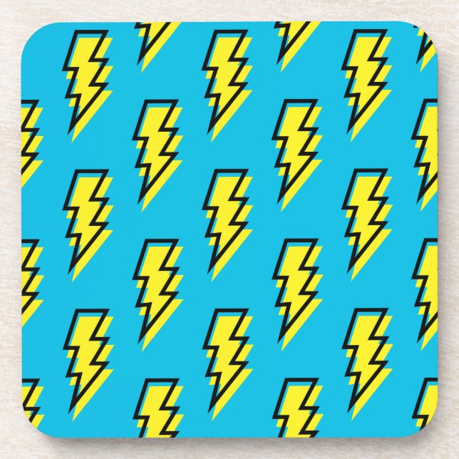 Dessous-de-verre 1980/1990 Neon Blue Yellow Lightning Motif (Devant)