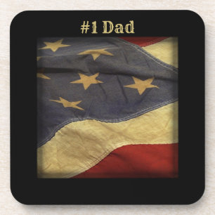 Dessous-de-verre #1 Papa Dessin Drapeau Américain Distressé Dessous