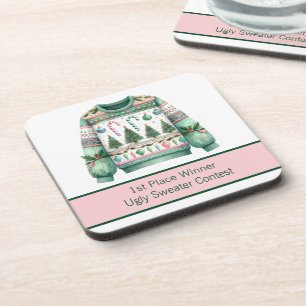 Dessous-de-verre 1ère place Gagnante Laid Sweat Concours Vert Rose