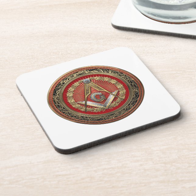 Dessous-de-verre [200] Master Mason - Gold Carré & Compass (Côté gauche)