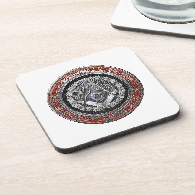 Dessous-de-verre [200] Master Mason - Silver Square & Compass (Côté gauche)