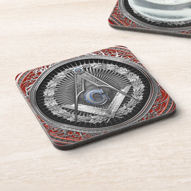 Dessous-de-verre [200] Master Mason - Silver Square & Compass (Côté gauche)