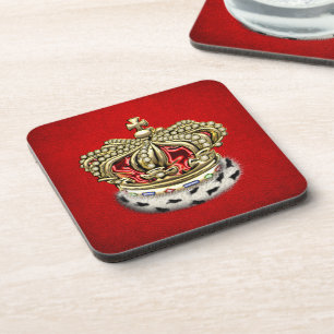 Dessous-de-verre [200] Prince [King] Royal Crown [Fur+Gold][Red]
