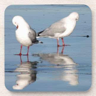 Dessous-de-verre 2 mouettes sur une plage