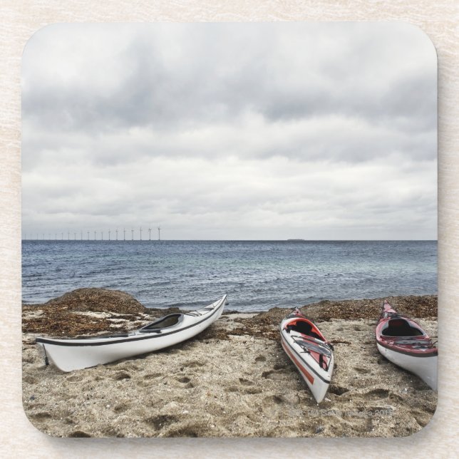 Dessous-de-verre 3 kayaks sur la plage (Devant)