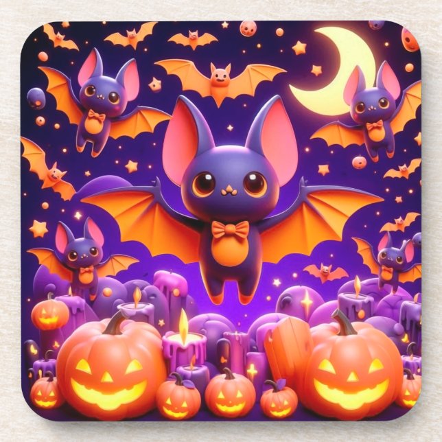 Dessous-de-verre 3D bats pumpkins halloween (Devant)